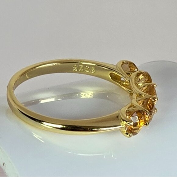 925 Sterling Silver Ring with Natural Citrine 4x4mm Gemstone - Picture 10 of 11